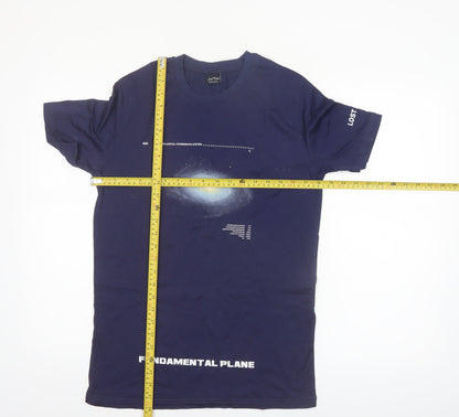 Lost Soles Men's Navy Space Graphic Cotton T-Shirt Size M