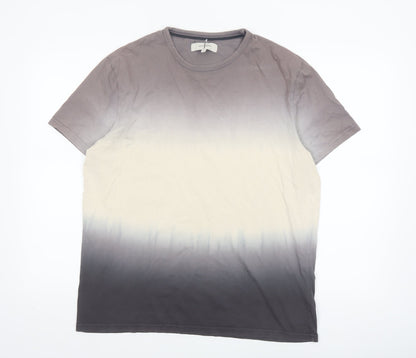 Jasper Conran Men's Grey Ombre Cotton Crew Neck T-Shirt Size L
