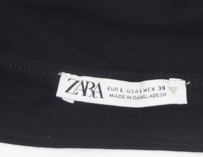 Zara Women Black Sleeveless Tank Top L Basic Stretch