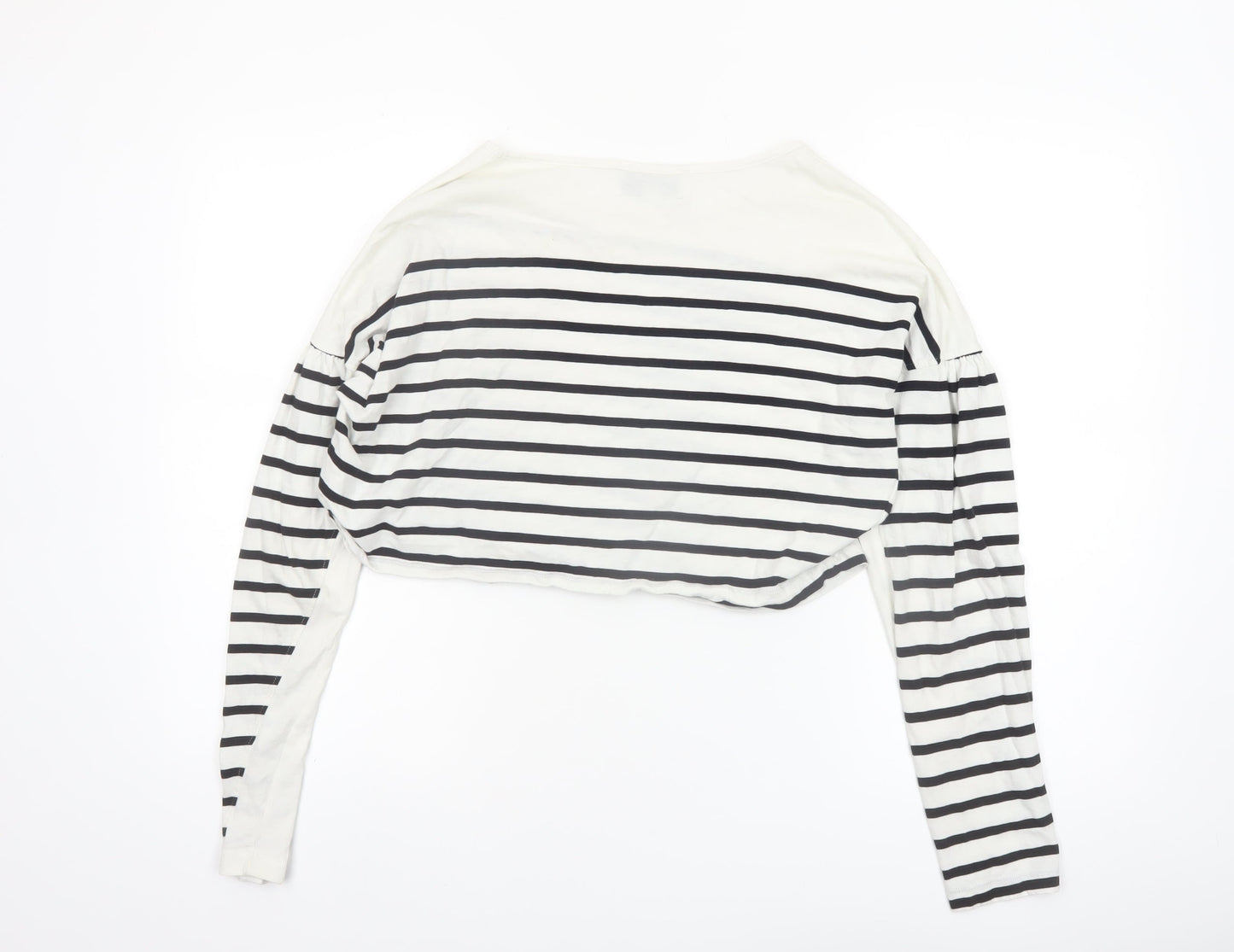 La Ligne Women’s White Striped Cropped Cotton T-Shirt M