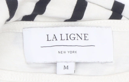 La Ligne Women’s White Striped Cropped Cotton T-Shirt M