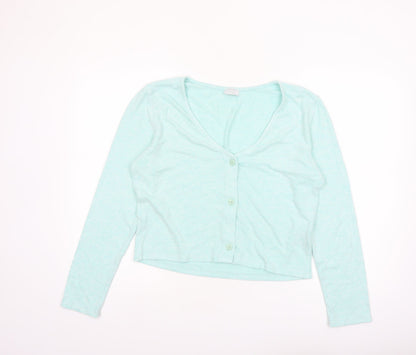 Jeff&Co Women’s Green V-Neck Button Cardigan Size 14