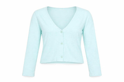 Jeff&Co Women’s Green V-Neck Button Cardigan Size 14