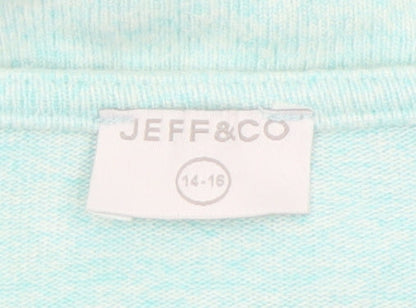 Jeff&Co Women’s Green V-Neck Button Cardigan Size 14