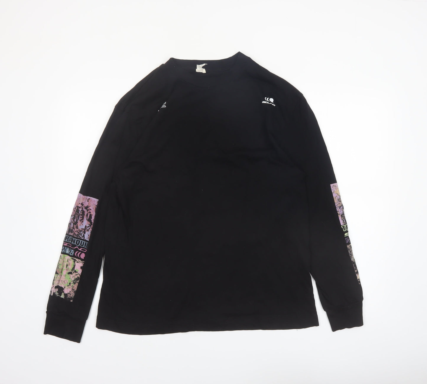 River Island Men’s Black Graphic Long Sleeve Cotton Shirt L