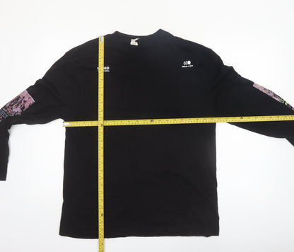 River Island Men’s Black Graphic Long Sleeve Cotton Shirt L