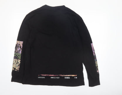 River Island Men’s Black Graphic Long Sleeve Cotton Shirt L