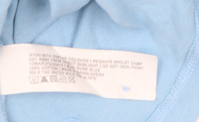 Fat Face Women's Blue Cotton Short Sleeve Scoop Neck T-Shirt Size 16