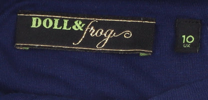 Doll & Frog Women's Blue Fit & Flare Sleeveless Dress Size 10