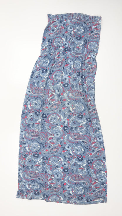 Next Women Blue Paisley Strapless Maxi Dress Size 14