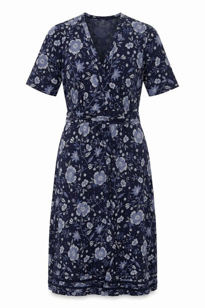 Cambridge Dry Goods Womens Blue Floral Wrap Dress UK 10 Cotton