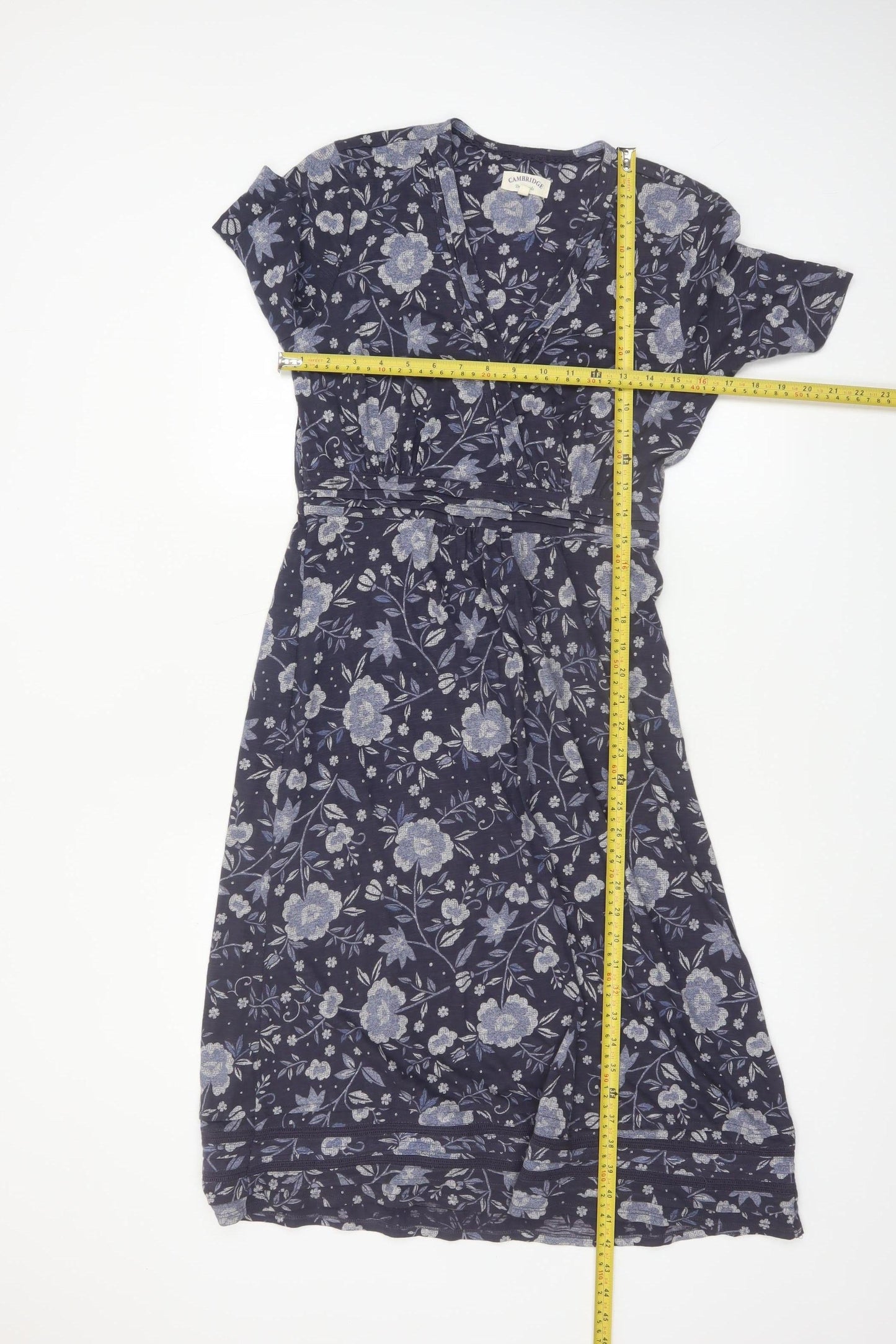 Cambridge Dry Goods Womens Blue Floral Wrap Dress UK 10 Cotton