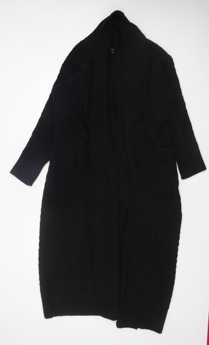 River Island Women Black Cable-Knit Cardigan M Long Sleeve