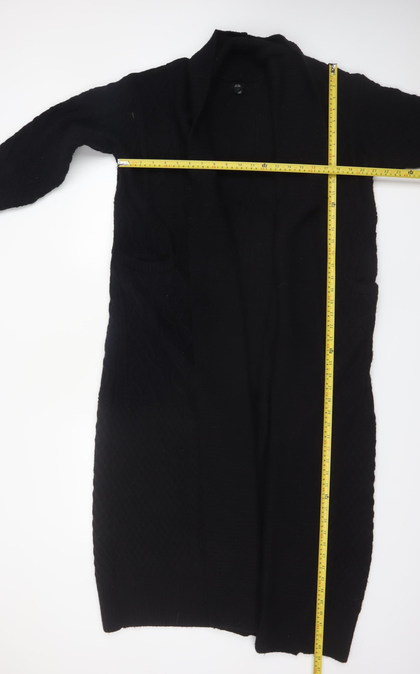 River Island Women Black Cable-Knit Cardigan M Long Sleeve