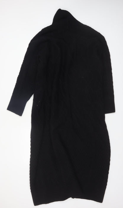 River Island Women Black Cable-Knit Cardigan M Long Sleeve