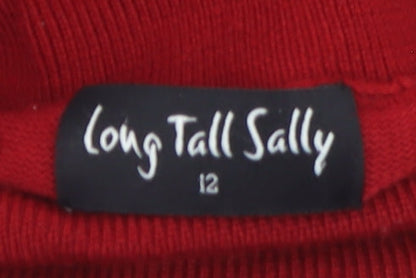 Long Tall Sally Women's Red Fit & Flare Knit Roll Neck Dress Size 12