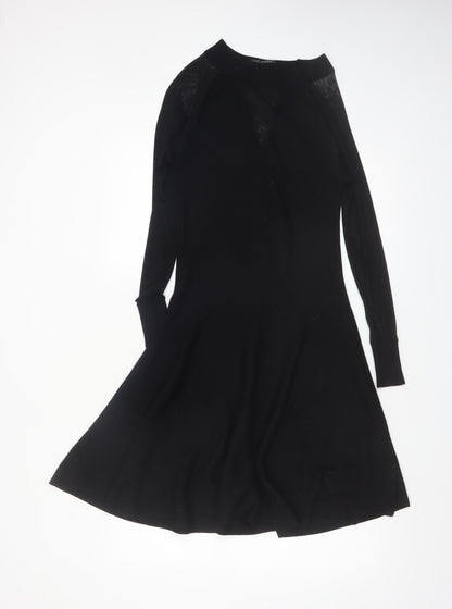 QED London Women's Black A-Line Knit Dress Size S