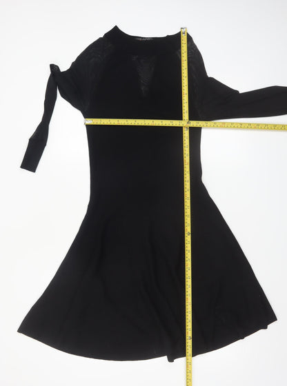 QED London Women's Black A-Line Knit Dress Size S