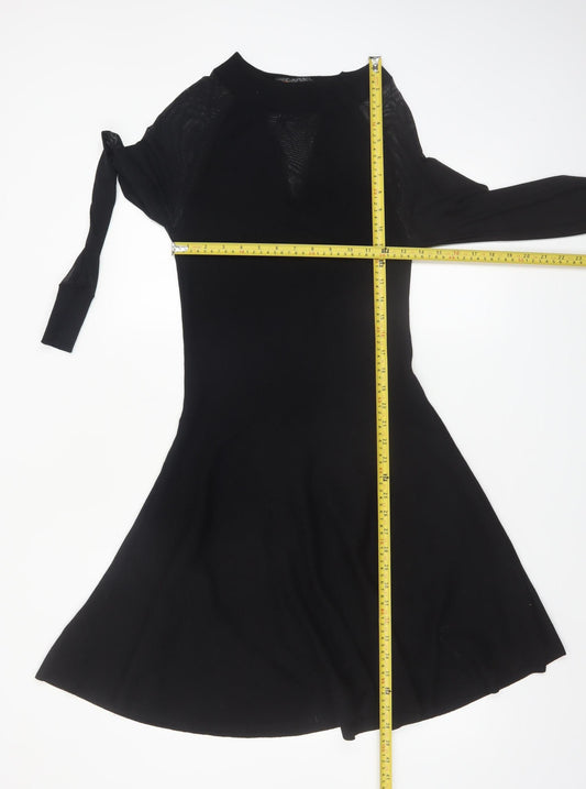 QED London Women's Black A-Line Knit Dress Size S