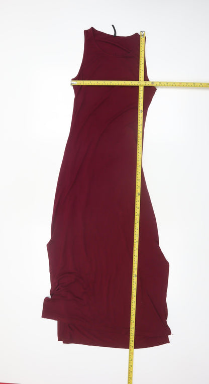 Stradivarius Women Red Size 8 Sleeveless Midi Tank Dress