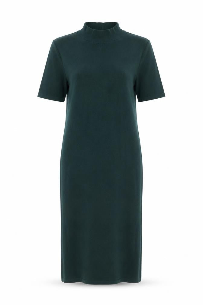 Zara Women Green Midi Bodycon Knit Dress Size M High Neck