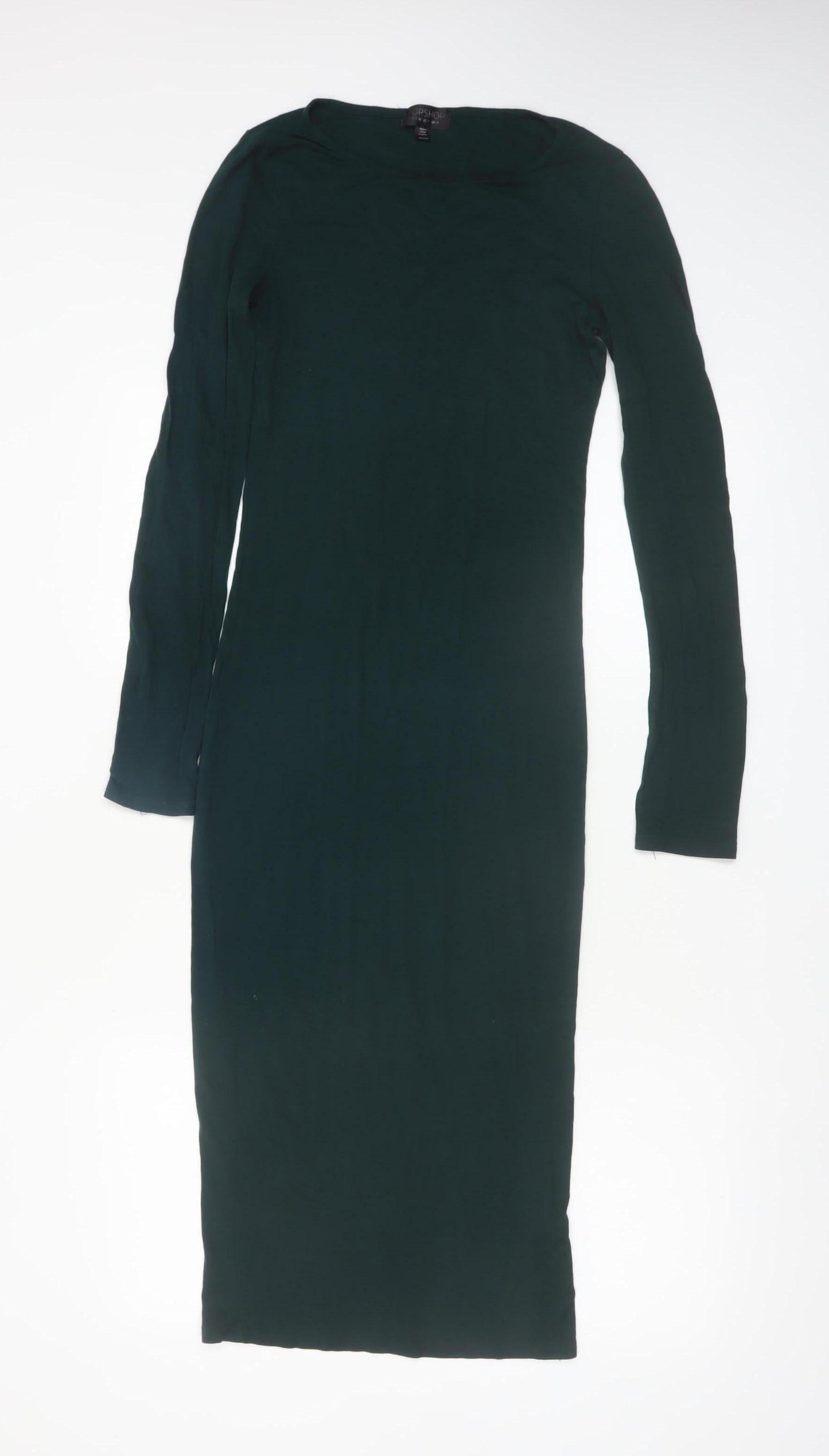 Topshop Women Green Size 8 Bodycon Midi Long Sleeve Dress