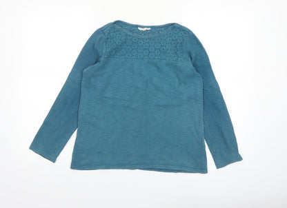 Thought Womens Blue Cotton Long Sleeve Crochet Detail Blouse Size 8