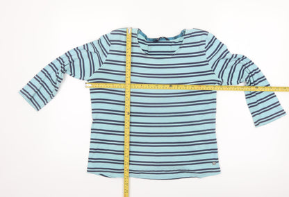 Maine New England Women’s Blue Striped Cotton 3/4 Sleeve Top Size 14