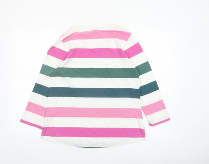 FatFace Women’s Multicoloured Stripe Cotton 3/4 Sleeve T-Shirt Size 10