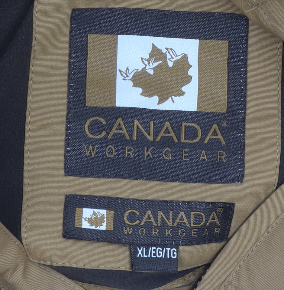 Canada Workgear Men's Brown XL Puffer Jacket Hooded Winter Coat