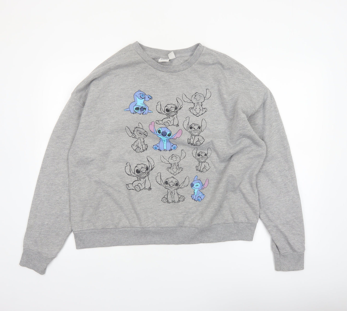 Disney Women Grey Lilo & Stitch Graphic Sweatshirt Size L