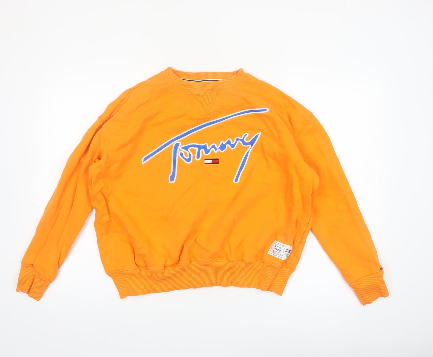 Tommy Jeans Women's Orange Cotton Pullover Sweatshirt S
