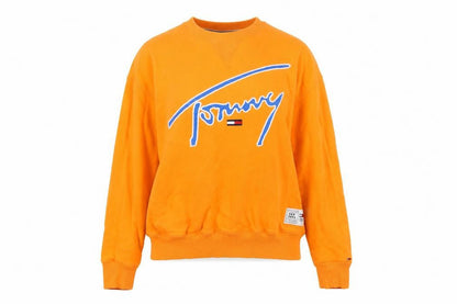 Tommy Jeans Women's Orange Cotton Pullover Sweatshirt S