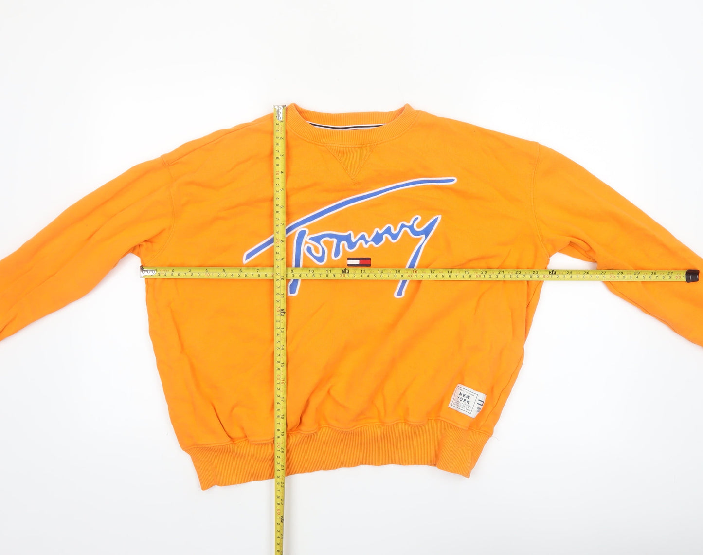 Tommy Jeans Women's Orange Cotton Pullover Sweatshirt S