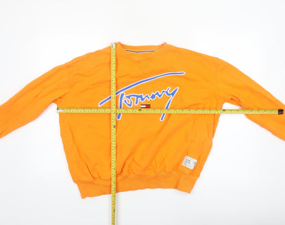 Tommy Jeans Women's Orange Cotton Pullover Sweatshirt S