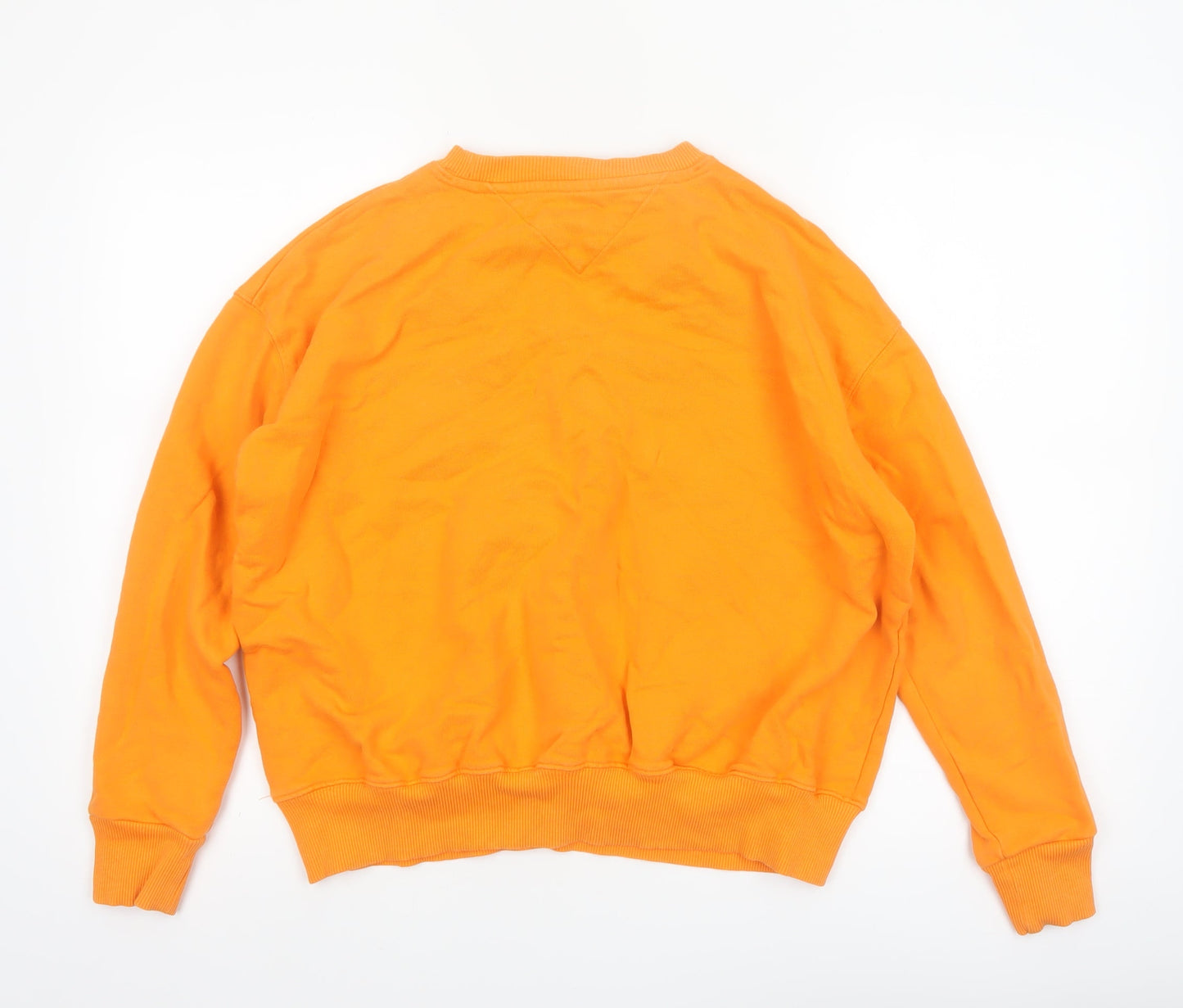 Tommy Jeans Women's Orange Cotton Pullover Sweatshirt S