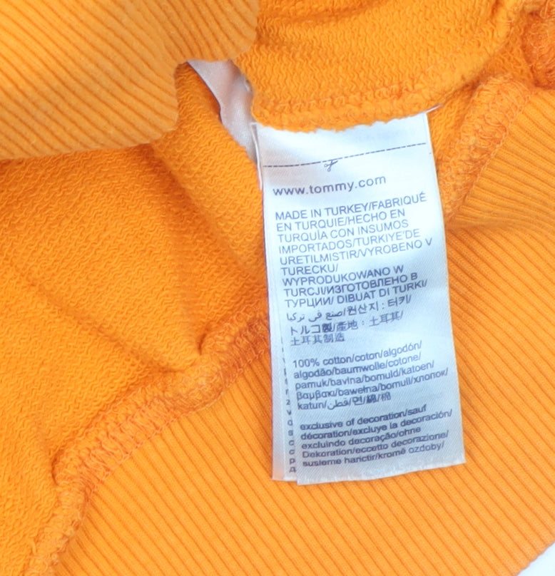 Tommy Jeans Women's Orange Cotton Pullover Sweatshirt S