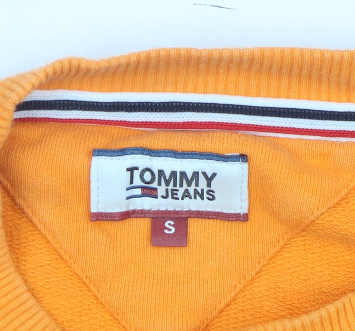 Tommy Jeans Women's Orange Cotton Pullover Sweatshirt S