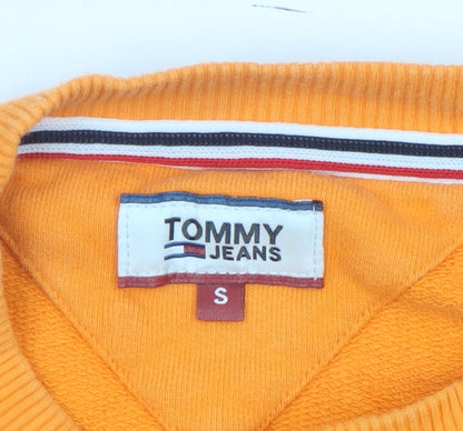 Tommy Jeans Women's Orange Cotton Pullover Sweatshirt S