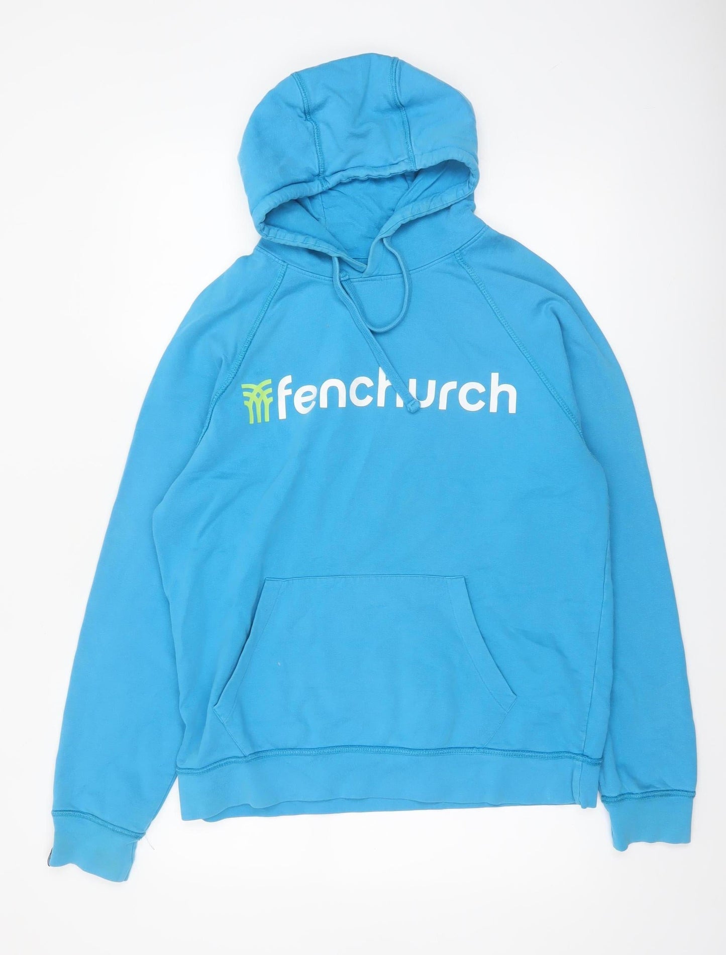 Fenchurch Men’s Blue Pullover Hoodie L Logo Cotton Sweatshirt