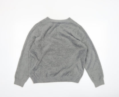 Klass Women's Grey Beaded Crew Neck Pullover Jumper Size L