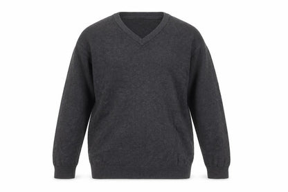 Marks and Spencer Boys Grey 11-12 Years V-Neck Cotton Jumper