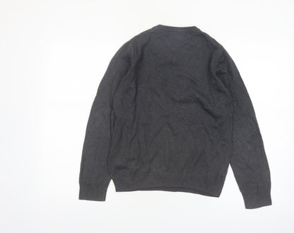 Marks and Spencer Boys Grey 11-12 Years V-Neck Cotton Jumper