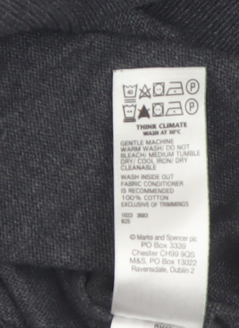 Marks and Spencer Boys Grey 11-12 Years V-Neck Cotton Jumper