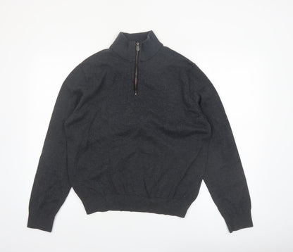 Christian Lacroix Men's Grey Cotton 1/2 Zip Jumper L