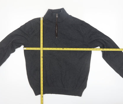 Christian Lacroix Men's Grey Cotton 1/2 Zip Jumper L