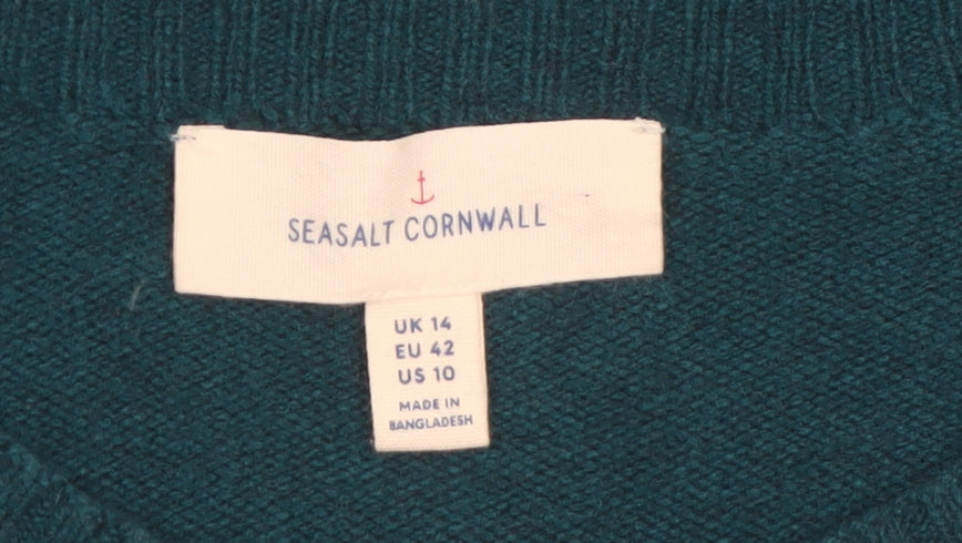 Seasalt Cornwall Women's Green Wool Blend Cardigan UK 14