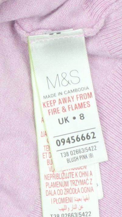 Marks and Spencer Womens Pink 3/4 Sleeve Knit Cardigan Size 8