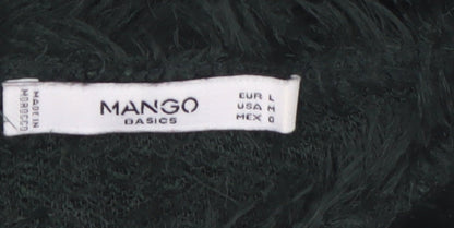 Mango Women’s Black Faux Fur Long Sleeve Pullover Jumper Size 12