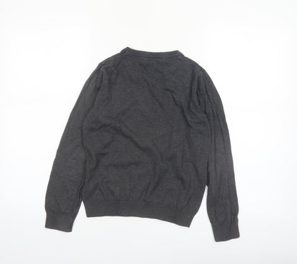 Marks and Spencer Boys Charcoal V-Neck Cotton Jumper 11-12 Years